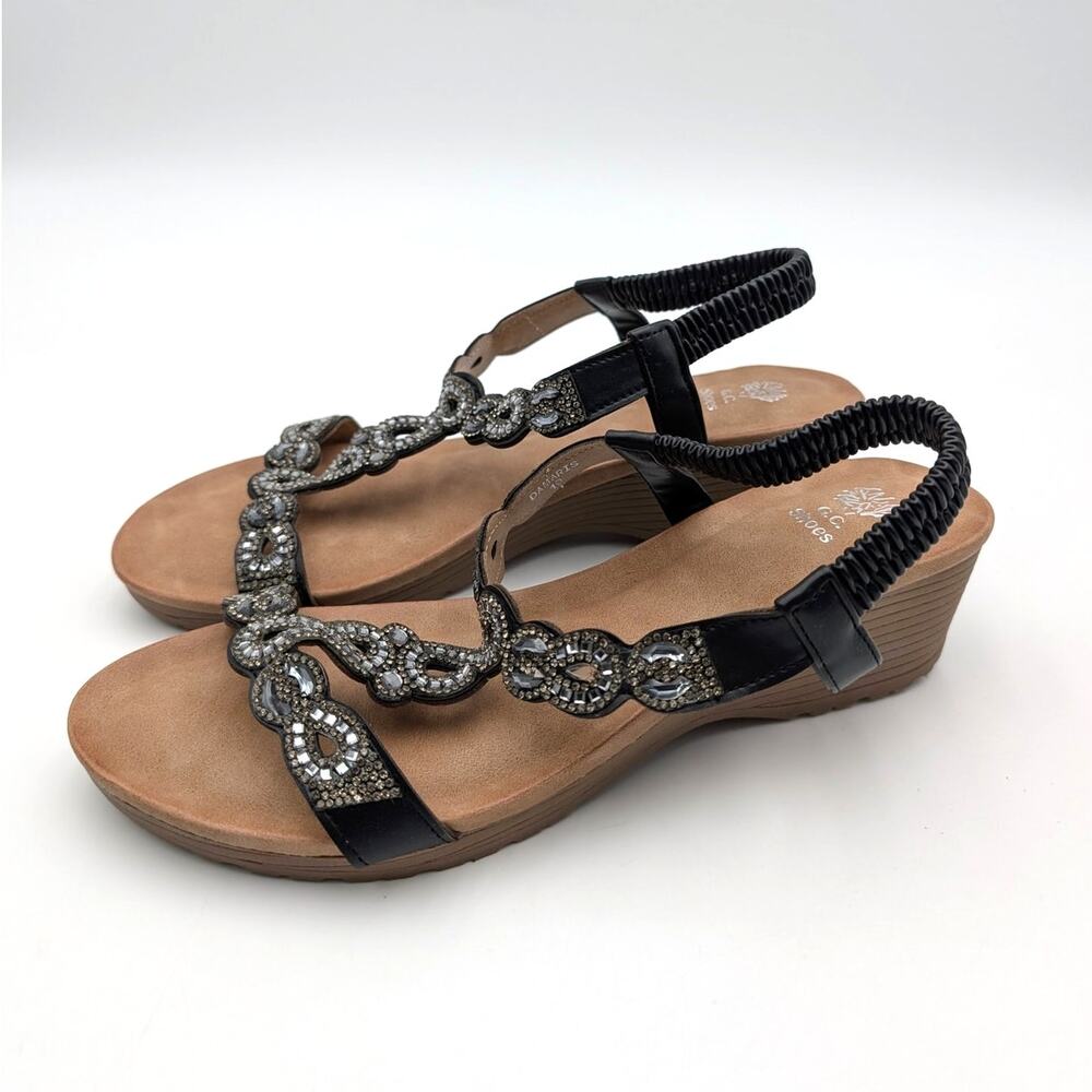 Good Choice Damaris Embellished Wedge Sandals Women's Black Size US10 EU40.5